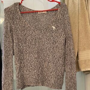 Abercrombie & Fitch Gray V-Neck Sweater